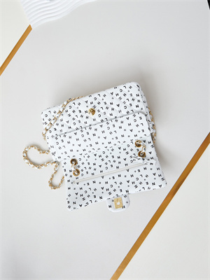 Chanel Medium Classic Handbag White Calfskin With Black Letters AS1112