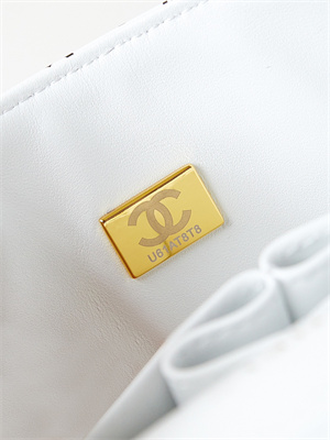 Chanel Medium Classic Handbag White Calfskin With Black Letters AS1112