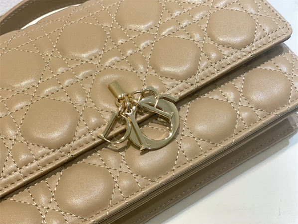 CD Miss Dior Top Handle Bag Cannage Lambskin Biscuit