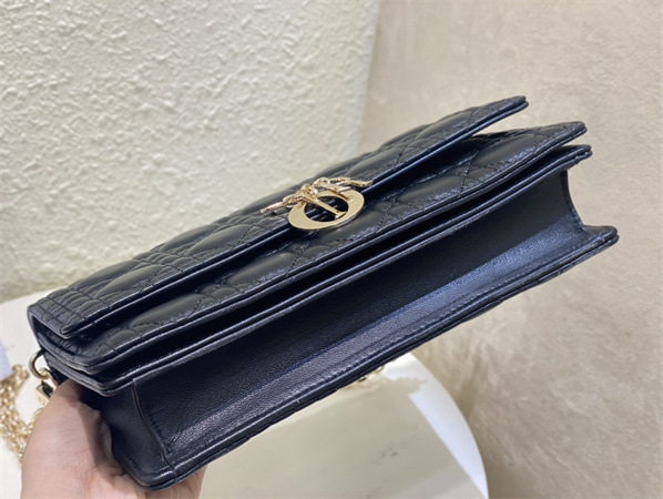 CD Miss Dior Top Handle Bag Cannage Lambskin Black