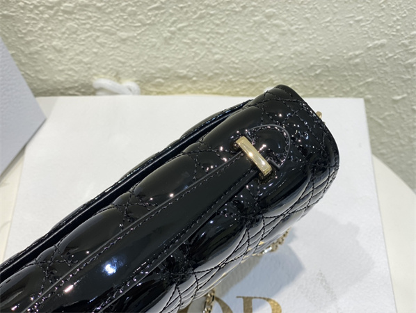 CD Miss Dior Top Handle Bag Cannage Patent Calfskin Black