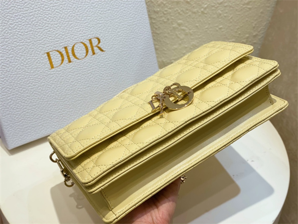 CD Miss Dior Top Handle Bag Cannage Lambskin Yellow