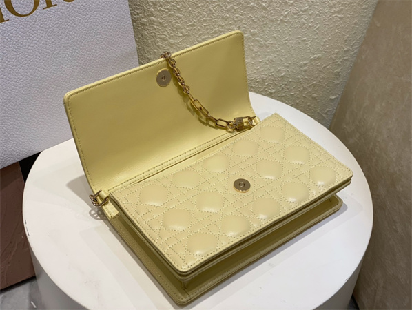 CD Miss Dior Top Handle Bag Cannage Lambskin Yellow
