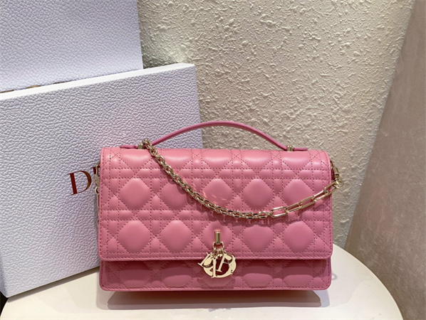 CD Miss Dior Top Handle Bag Cannage Lambskin Pink