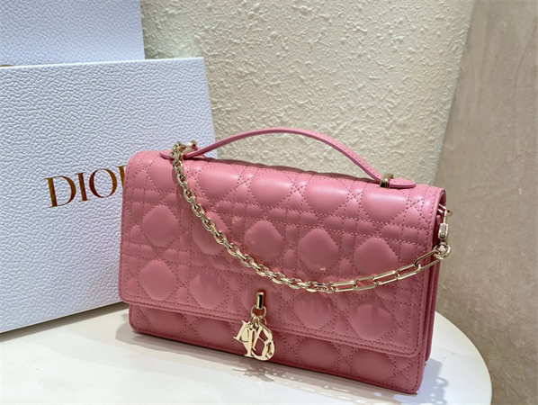 CD Miss Dior Top Handle Bag Cannage Lambskin Pink