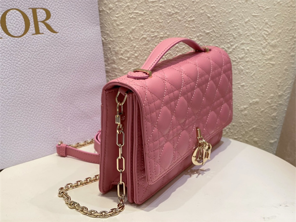 CD Miss Dior Top Handle Bag Cannage Lambskin Pink