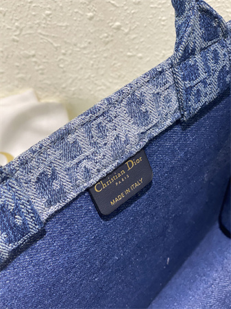 CD Small Book Tote Blue Denim Dior  Oblique Jacquard