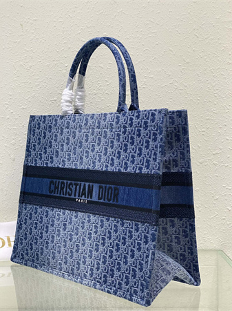 CD Large Book Tote Blue Denim Dior  Oblique Jacquard