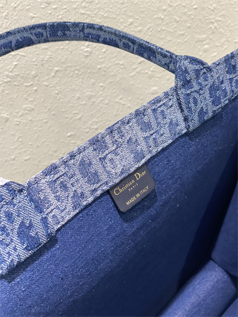 CD Large Book Tote Blue Denim Dior  Oblique Jacquard