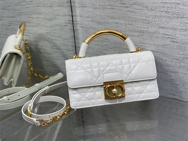 CD Mini Dior Ange Bag Latte Macrocannage Calfskin