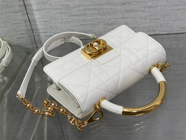 CD Mini Dior Ange Bag Latte Macrocannage Calfskin