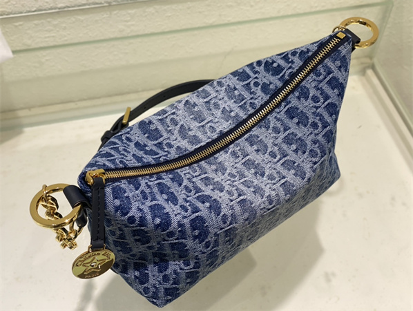 Diorstar Hobo Bag With Chain Blue Denim Dior Oblique Jacquard