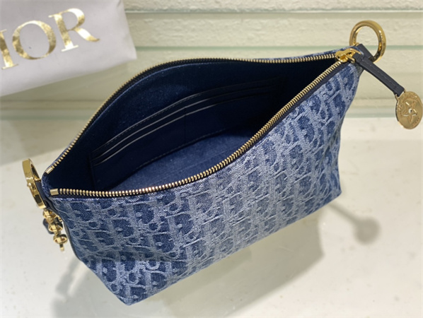 Diorstar Hobo Bag With Chain Blue Denim Dior Oblique Jacquard
