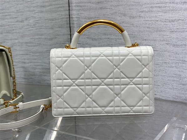 CD Medium Ange Bag White Macrocannage Calfskin