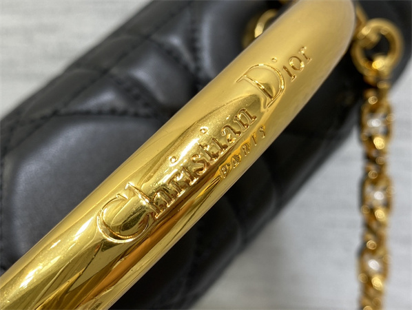 CD Medium Ange Bag Black Macrocannage Calfskin