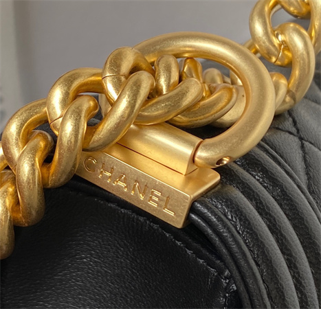 Cha.nel Small Leboy Bag With Top Handle Lambskin Gold Metal Black A94805