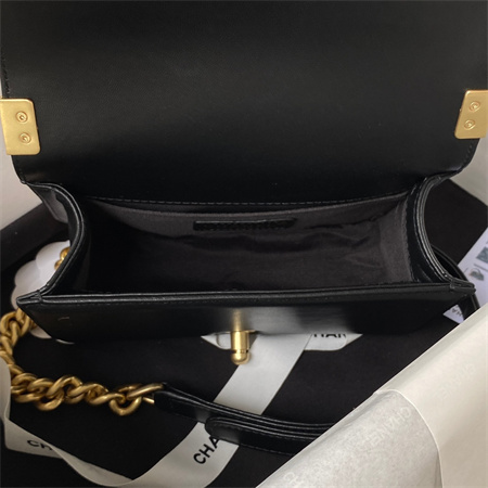 Cha.nel Small Leboy Bag With Top Handle Lambskin Gold Metal Black A94805