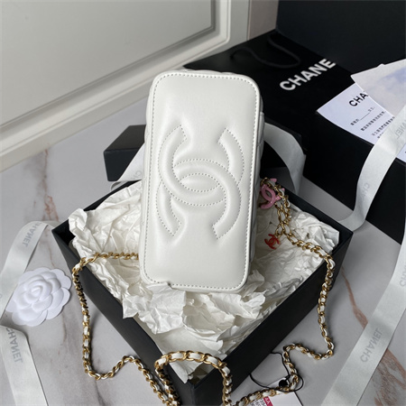 Chanel Vanity Case Lambskin Enamel & Gold-Tone Metal White AP3940