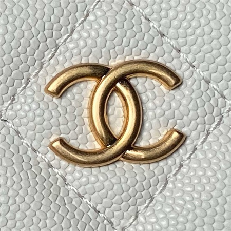 Chanel Vanity Case With Top Handle Grained Calfskin Gold Tone Metal White AP4064