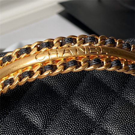 Chanel Vanity Case With Top Handle Grained Calfskin Gold Tone Metal Black AP4064