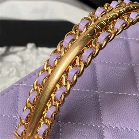 Chanel Vanity Case With Top Handle Grained Calfskin Gold Tone Metal Lt Purple AP4064