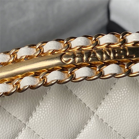 Chanel Clutch With Chain Grained Shiny Calfskin & Gold-Tone Metal White AP4066