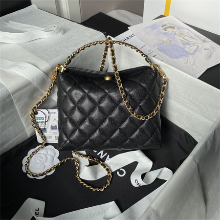 Chanel Clutch With Chain Grained Shiny Calfskin & Gold-Tone Metal Black AP4066