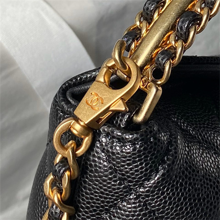 Chanel Clutch With Chain Grained Shiny Calfskin & Gold-Tone Metal Black AP4066