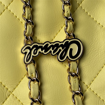 Chanel Backpack Shiny Lambskin Gold Tone Metal Yellow AS4810