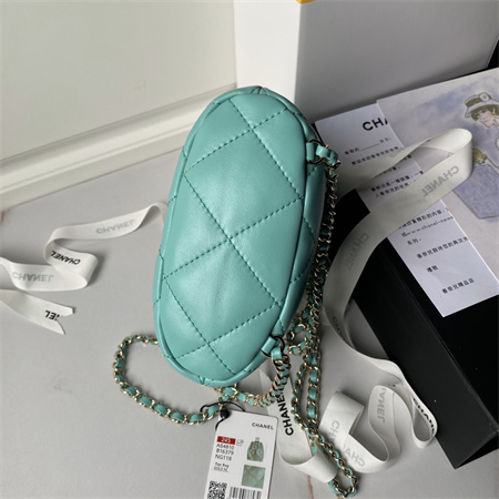 Chanel Backpack Shiny Lambskin Gold Tone Metal Green AS4810