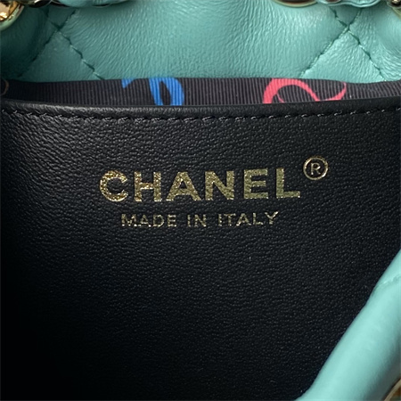 Chanel Backpack Shiny Lambskin Gold Tone Metal Green AS4810
