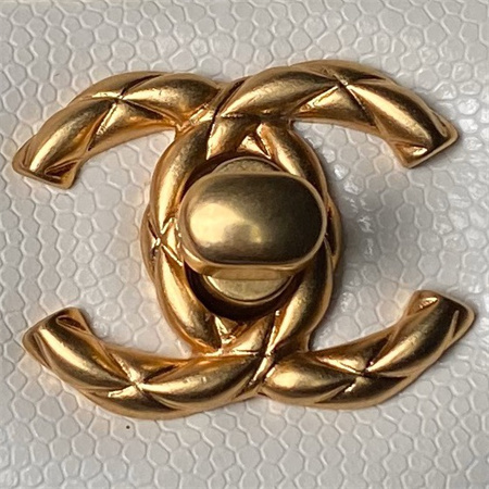 Chanel Mini Flap Bag With Top Handle Grained Shinny Calfskin Gold Tone Metal White AS4956