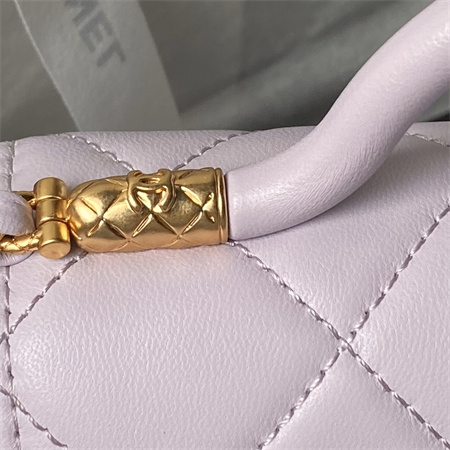 Chanel Mini Flap Bag With Top Handle Lambskin Gold Tone Metal Lt Purple AS4956