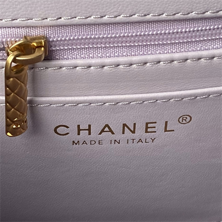 Chanel Flap Bag With Top Handle Lambskin Gold Tone Metal Lt Purple AS4956
