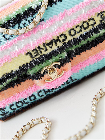 Chanel Mini Flap Bag Sequins & Gold-Tone Metal Multicolors AS3269