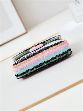 Chanel Mini Flap Bag Sequins & Gold-Tone Metal Multicolors AS3269