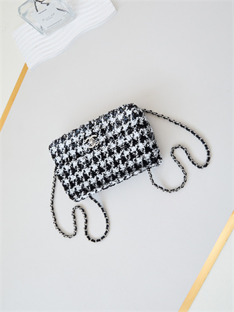 Chanel Evening Bag Sequins & Silver-Tone Metal Black and White AS4297