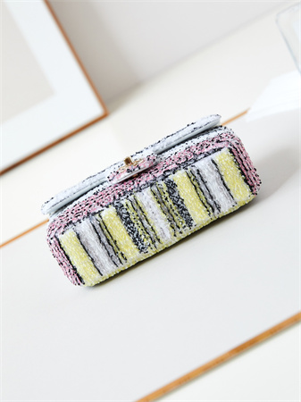 Chanel Clutch Sequins & Gold-Tone Metal White, Black, Pink & Yellow AS4561