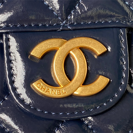 Chanel Hobo Bag Shinny Calfskin Gold Tone Metal Navy AS3690