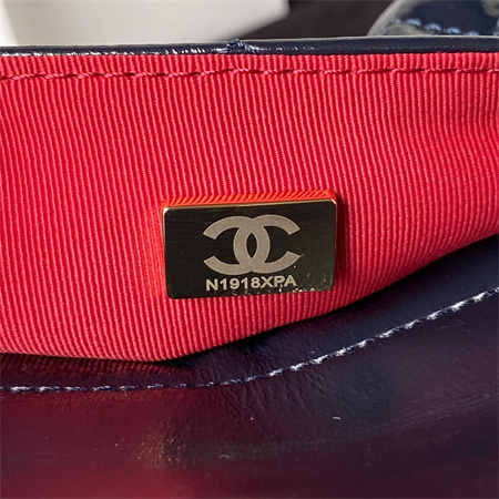 Chanel Hobo Bag Shinny Calfskin Gold Tone Metal Navy AS3690