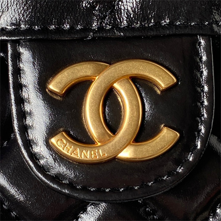Chanel Small Hobo Bag Shinny Calfskin Gold Tone Metal Black AS3710