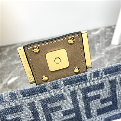 Fen.di BAGUETTE Mini Bag Light Blue FF Denim Fabric Bag