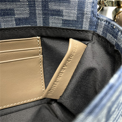 Fen.di BAGUETTE Mini Bag Light Blue FF Denim Fabric Bag