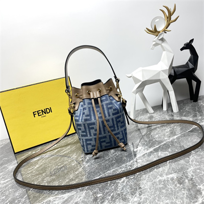 Fen.di MON TRESOR Light blue FF denim fabric mini bag