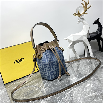 Fen.di MON TRESOR Light blue FF denim fabric mini bag