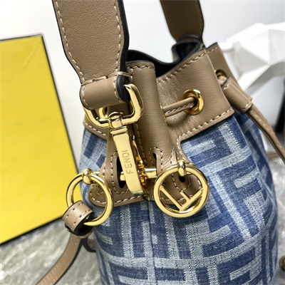 Fen.di MON TRESOR Light blue FF denim fabric mini bag