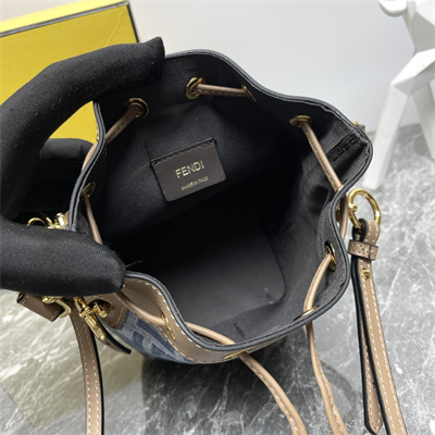 Fen.di MON TRESOR Light blue FF denim fabric mini bag