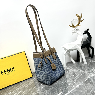 Fen.di ORIGAMI Mini Light blue FF denim fabric mini bag that can be transformed