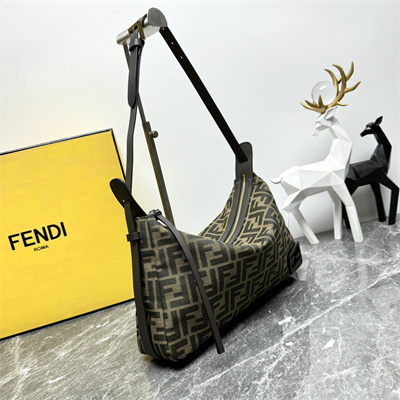 Fen.di Simply Fendi Medium Brown FF jacquard fabric Bag