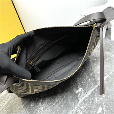 Fen.di Simply Fendi Medium Brown FF jacquard fabric Bag